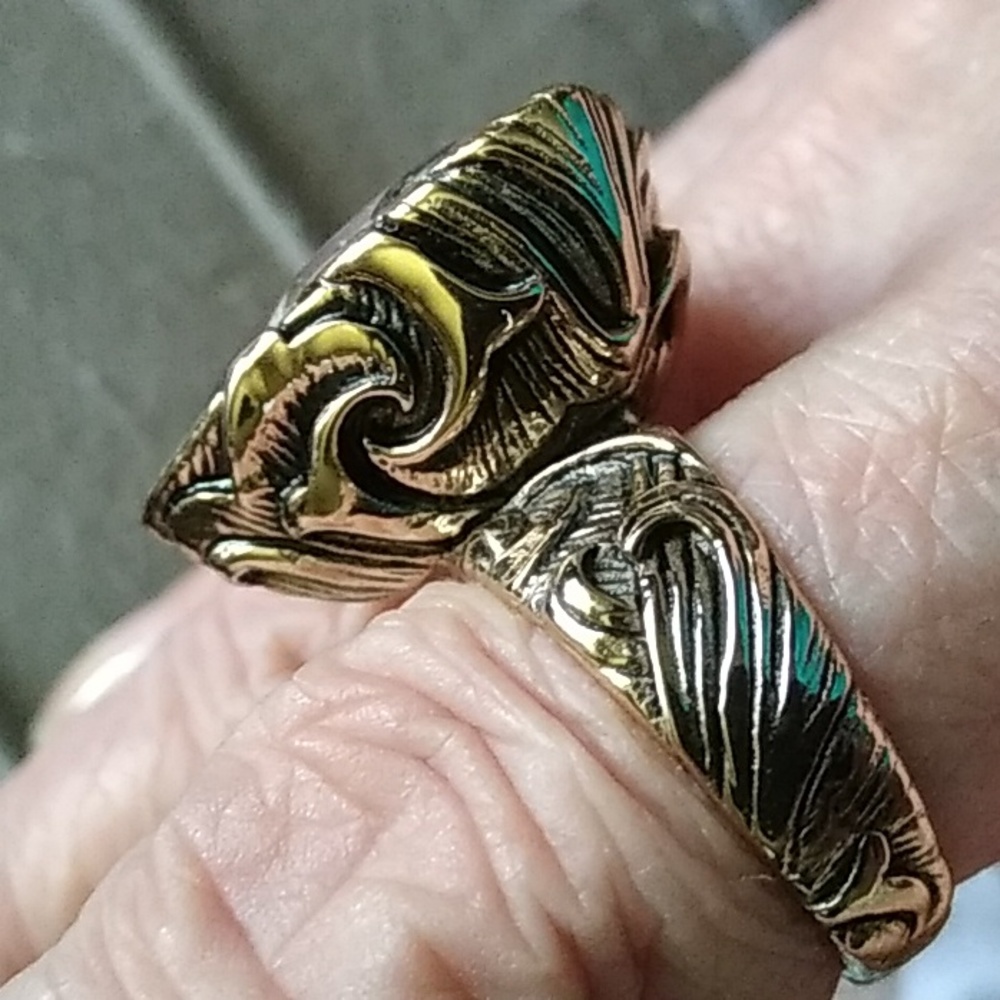 VINTAGE BARSE BROWN obsidian RING,NO ISSUES,SIZE7.5 - Picture 2 of 3